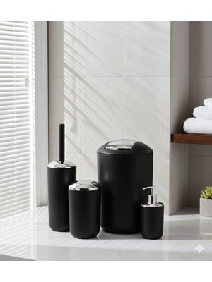 Siyah Renk 4 Lü Banyo Seti - Modern, Şık