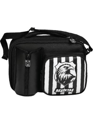 Beşiktaş Lisanslı Kartal Logolu Beslenme Çantası - 3 Bölmeli Suni Deri Detaylı Okul Çantası