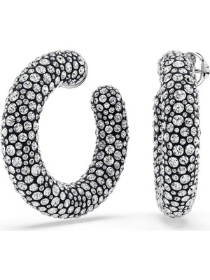 Swarovski Sublima Halka Küpeler Karişik Yuvarlak Kesimler Beyaz Rodyum Kaplama