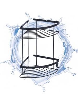 Blue Love Oval Siyah Ikili Şampuanlık | Duvara Monte Banyo Şampuan & Sabunluk Rafı