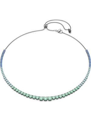 Swarovski Matrix Tennis Kolye Yuvarlak Kesim Çok Renkli Rutenyum Kaplama