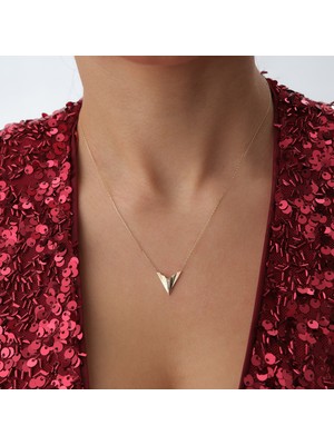 Cherry By Özkonak Katmanlı V Model Sıra Taşlı Altın Kolye