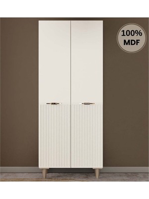 Comiet Menekşe Mdf 2 Kapak Ayaklı Tasarım Gardırop