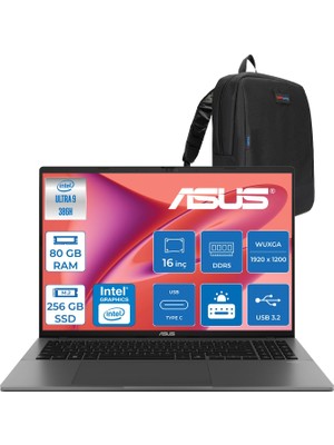 Asus Vivobook S16 (S3607AA) Intel® Core™ Ultra 9 386H Aı 80GB Ddr5 256GB SSD 16.0-Inch, Wuxga (1920 x 1200) OLED 0.2ms 300NITS Freedos Taşınabilir Bilgisayar WSH103F26+ZETTAÇANTA
