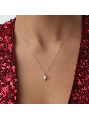 Cherry By Özkonak Vintage Çerçeve Taşlı Altın Kolye