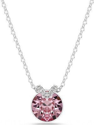 Swarovski Bella V Kolye Round Cut Pembe Rodyum Kaplama