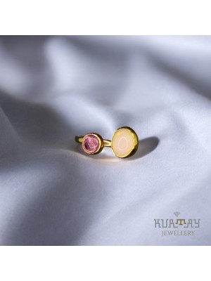 KURTAY JEWELLERY Garnet ve Opal Taşlı 22K Altın Kaplama Gümüş Yüzük