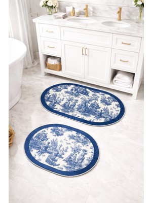 Dekomod Dekoratif Dijital Baskılı 2 Li Set Banyo Paspası Kaymaz Tabanlı Klozet Takımı