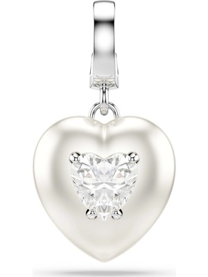 Swarovski Idyllia Charm Karişik Kesim Inci Rengi Kaplama Kalp Beyaz Rodyum Kaplama