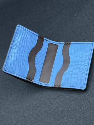 Oakco Leather Kahverengi-Mavi Tasarım Cüzdan