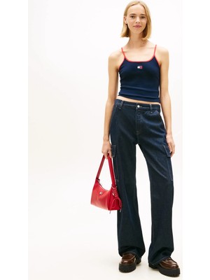Tommy Jeans Lacivert Kadın T-Shirt Tjw Slım Badge Strappy Top