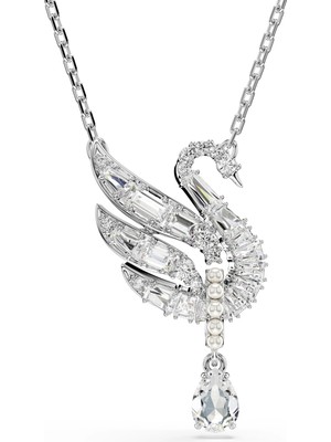 Swarovski Swan Kolye Kuğu Beyaz Rodyum Kaplama