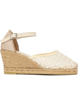 Derimod Kadın Krem Bilekten Tokalı Dolgu Topuklu Espadril 26PFD20636F