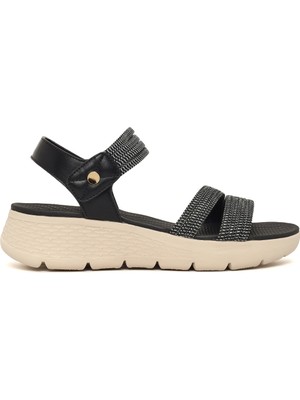 Derimod Kadın Siyah Kalın Tabanlı Kumaş Comfort Sandalet 26SFE46426F