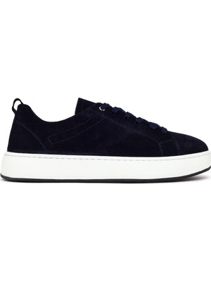 Derimod Erkek Lacivert Bağcıklı Kalın Tabanlı Süet Deri Sneaker 26SFD765310