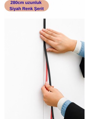 Renkli Duvarlar Siyah Kendinden Yapışkanlı 1 Adet 0.8mm x 280CM Duvar, Mobilya Kenar Dekoratif Koruma Şerit Çıta