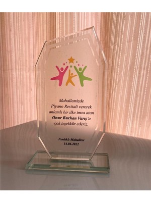 Isme ve Kuruma Özel Cam Kristal Plaket