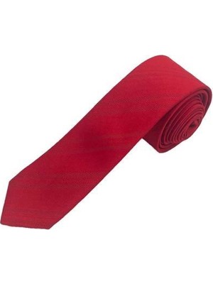 Brianze 5 cm Kırmızı Çizgili Slim Kravat