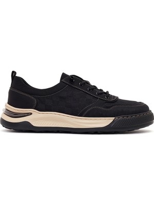 Derimod Zero Erkek Siyah Bağcıklı Kalın Tabanlı Kumaş Sneaker 26SFD69216F