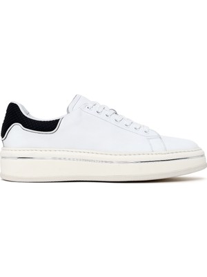 Derimod Erkek Beyaz Bağcıklı Kalın Tabanlı Deri Sneaker 26SFD611318