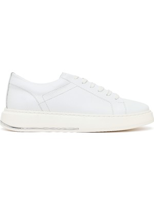 Derimod Erkek Beyaz Bağcıklı Kalın Tabanlı Deri Sneaker 26SFD612118