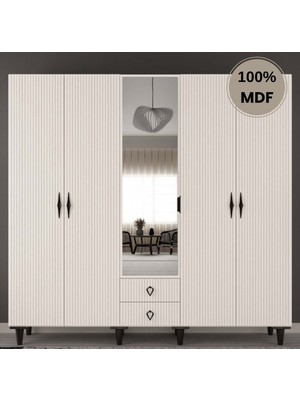 Comiet Lale 5 Kapak Mdf Ayaklı Tasarım Gardırop