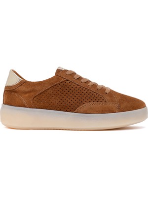Derimod Kadın Taba Bağcıklı Süet Deri Sneaker 26PFD511410