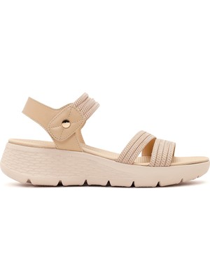 Derimod Kadın Bej Kalın Tabanlı Kumaş Comfort Sandalet 26SFE46426F