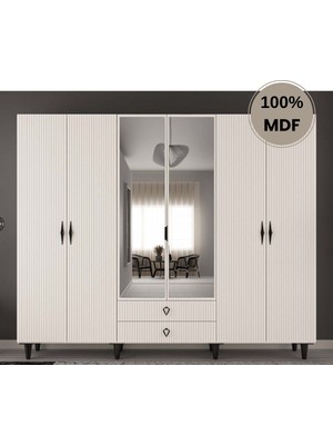 Comiet Lale 6 Kapak Mdf Ayaklı Tasarım Gardırop