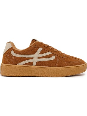 Derimod Kadın Taba Bağcıklı Kalın Tabanlı Süet Sneaker 26PFE145110