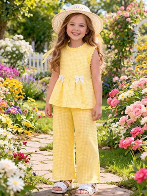 Lovinya Kids Kız Çocuk Pötikareli Alt-Üst Takım Şapkalı (3lü Set)