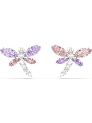 Swarovski Ariana Grande x Swarovski Düğme Küpe Karışık Kesim Yusufçuk Çok Renkli Rodyum Kaplama