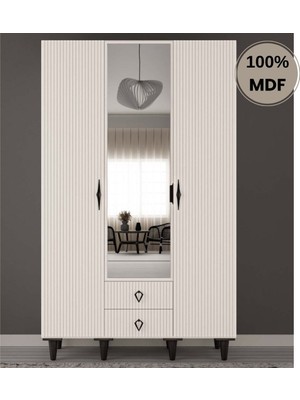 Comiet Lale 3 Kapak Mdf Ayaklı Tasarım Gardırop