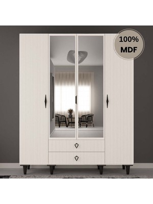 Comiet Lale 4 Kapak Mdf Ayaklı Tasarım Gardırop