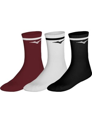 Mizuno Training With Line 3p Çorap  Beyaz-Bordo-Siyah