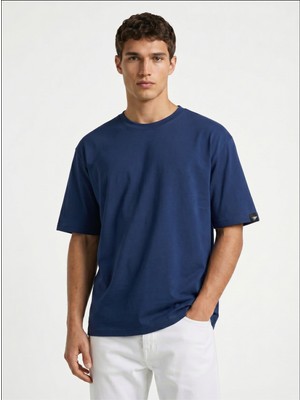 Sparrow Unisex Oversize Fit %100 Pamuk Tok Kumaş Bisiklet Yaka Basic Tişört