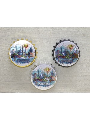 Ett Istanbul Temalı Gazoz Kapağı Magnet - Model 2