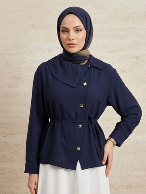Miostil Çapraz Düğmeli Tunik-Lacivert