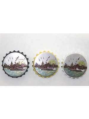Ett Istanbul Temalı Gazoz Kapağı Magnet - Model 1
