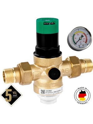 Resideo Braukmann (Honeywell) 3/4" Su Basınç Düşürücü - Entegre Filtreli, Rakorlu - Manometre Hediyeli - D06F-3/4A