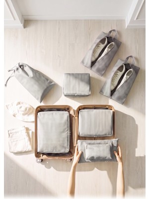 Ocean Home Textile 8'li Gri Balıksırtı Bavul Içi Düzenleyici Set