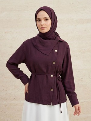 Miostil Çapraz Düğmeli Tunik-Bordo