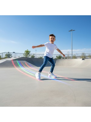 Rocky Glow Beyaz LED Işıklı Patenli Ayakkabı – Çift Tekerlekli, Çocuk Roller Shoes, Işıklı Spor Ayakkabı, Kaykay Ayakkabı