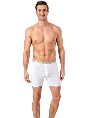 Obje Erkek Beyaz Dıştan Lastikli Üç Düğmeli Boxer