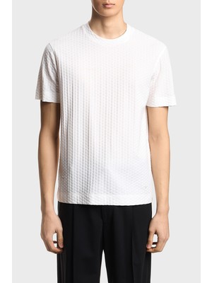 Emporio Armani Jakarlı Pamuklu Regular Fit Yuvarlak Yaka T Shirt Erkek T Shirt EM001289 AF10762 F0190