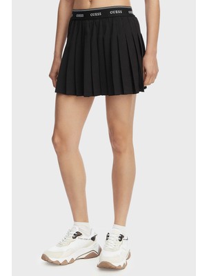 Guess Pileli Logolu Lastikli Bel Mini Etek V6GD11W1802 Bayan Etek V6GD11 W1802 Jblk