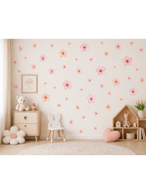 Lizpo Decor Pastel Pembe Papatyalar Çiçek Duvar Bahar Duvar Sticker