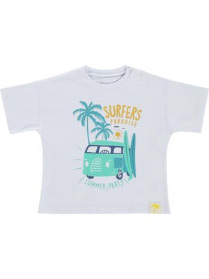 Civil Baby Surfers Paradise Baskılı 6-18 Ay Tişört - Beyaz