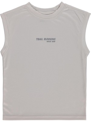 Civil Boys Reflektör Baskılı Kolsuz 10-13 Yaş Tişört - Koyu Taş Rengi