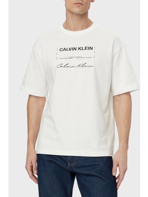 Calvin Klein Pamuklu Relaxed Fit Baskılı Bisiklet Yaka T Shirt LV04RE827GYAF Erkek T Shirt LV04RE827G Yaf